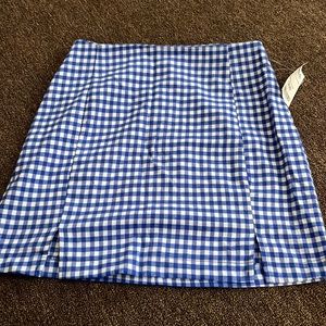 NEW WITH TAGS Blue & White Checkered Skirt